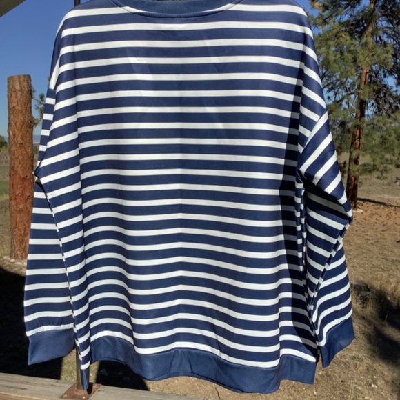 Pink Daisy Plus Size, NWT,  Long Sleeve White & Navy Stripped Shirt - Picture 2 of 8